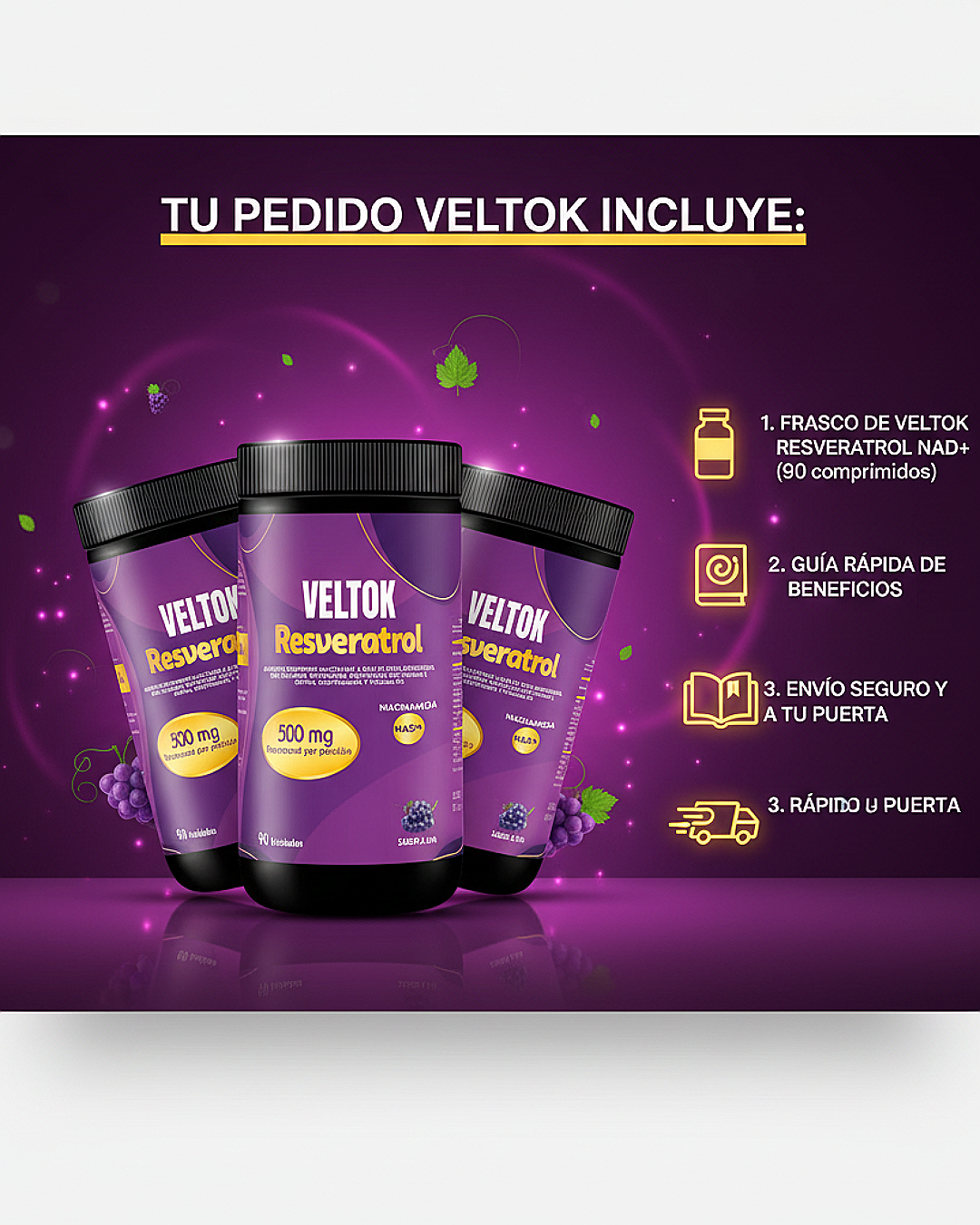 Resveratrol VELTOK + Niacinamida NAD+ Único