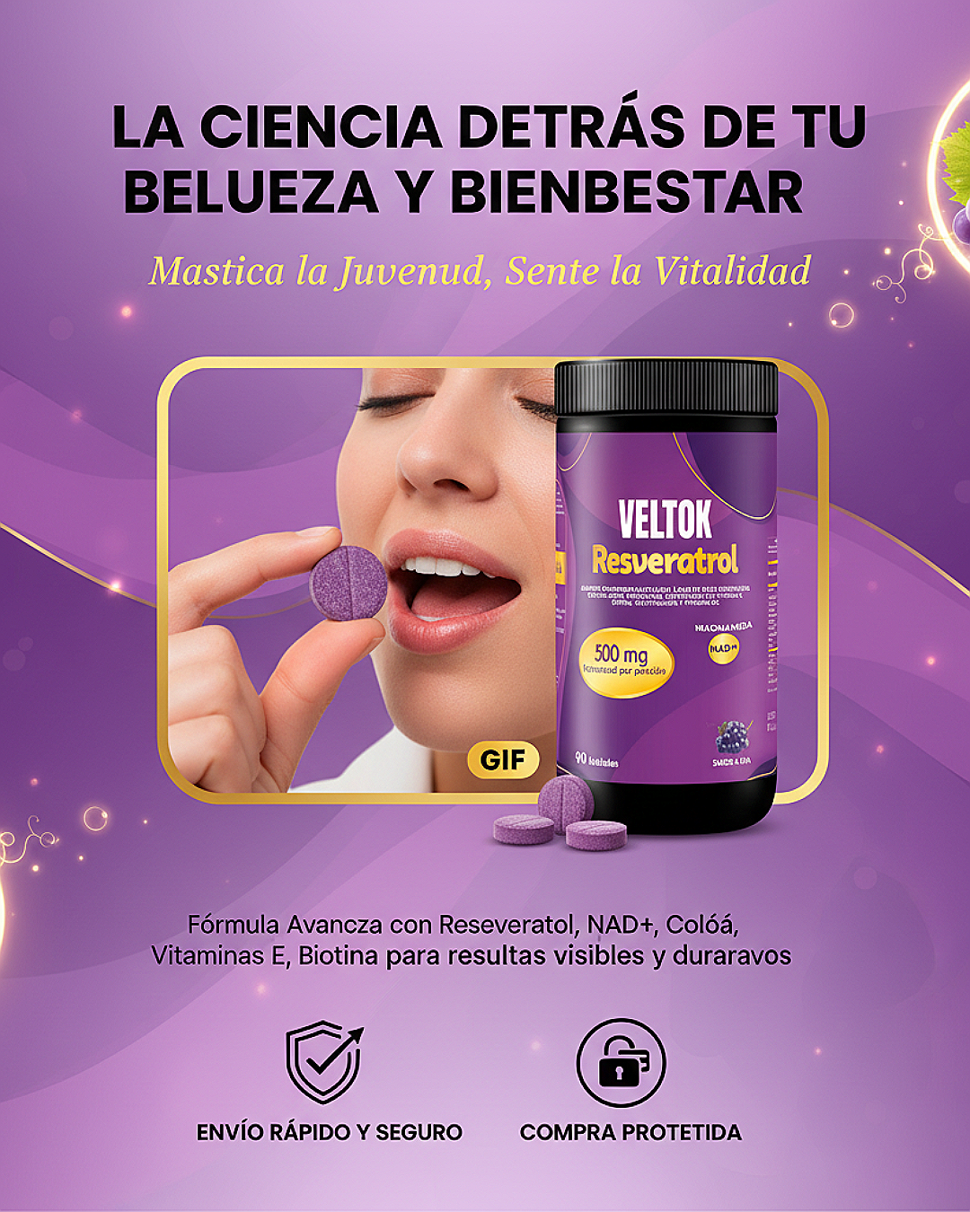 Resveratrol VELTOK + Niacinamida NAD+ Único