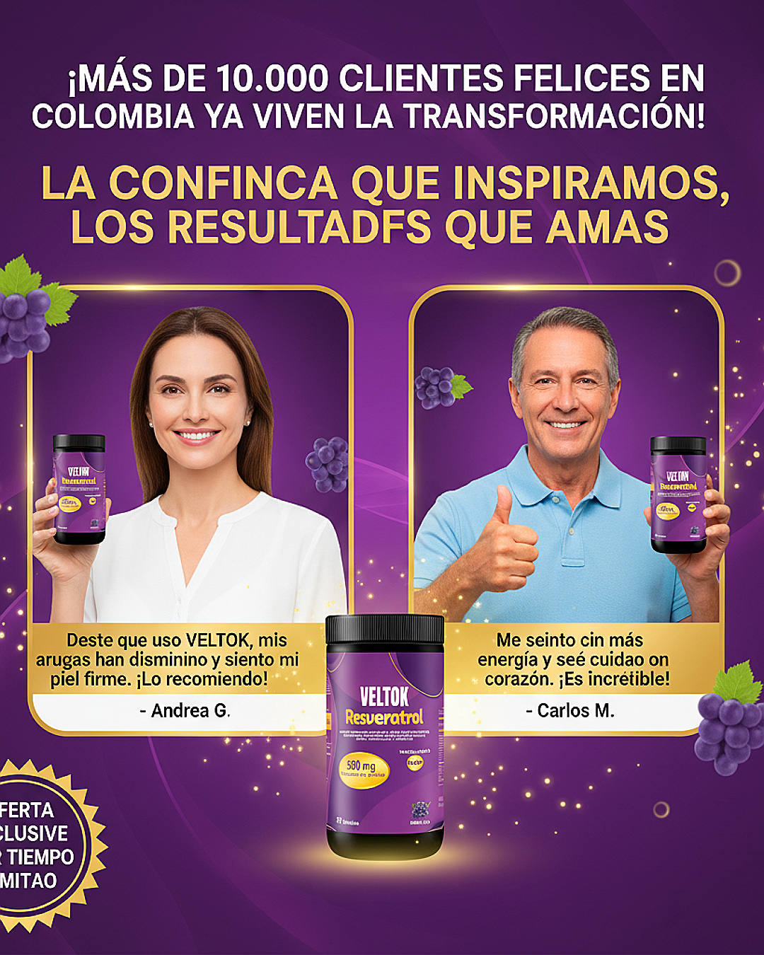 Resveratrol VELTOK + Niacinamida NAD+ Único