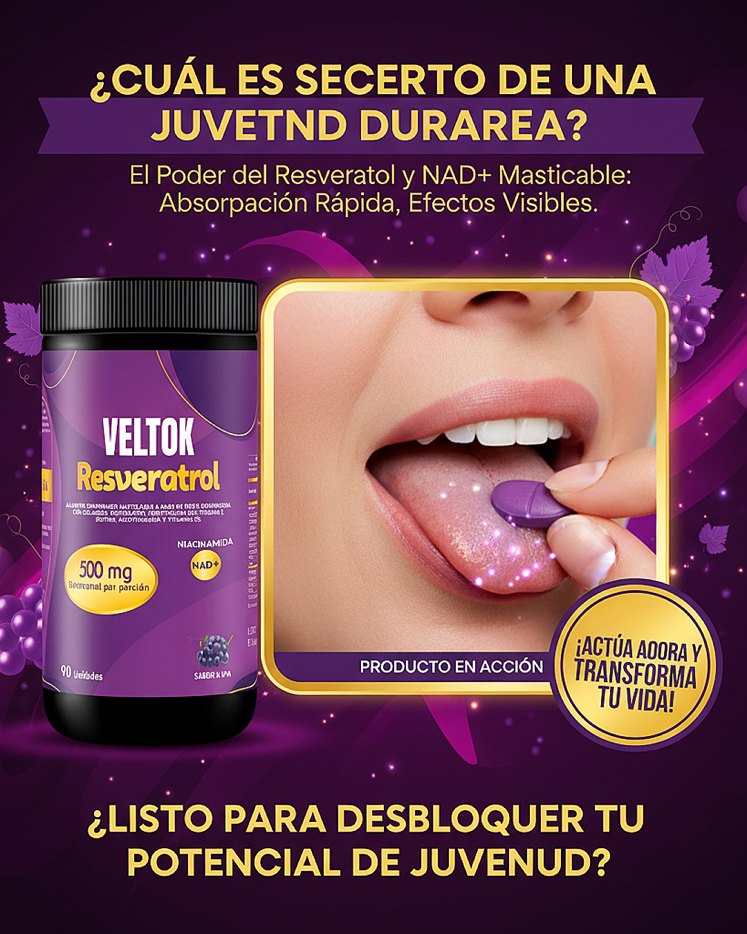 Resveratrol VELTOK + Niacinamida NAD+ Único