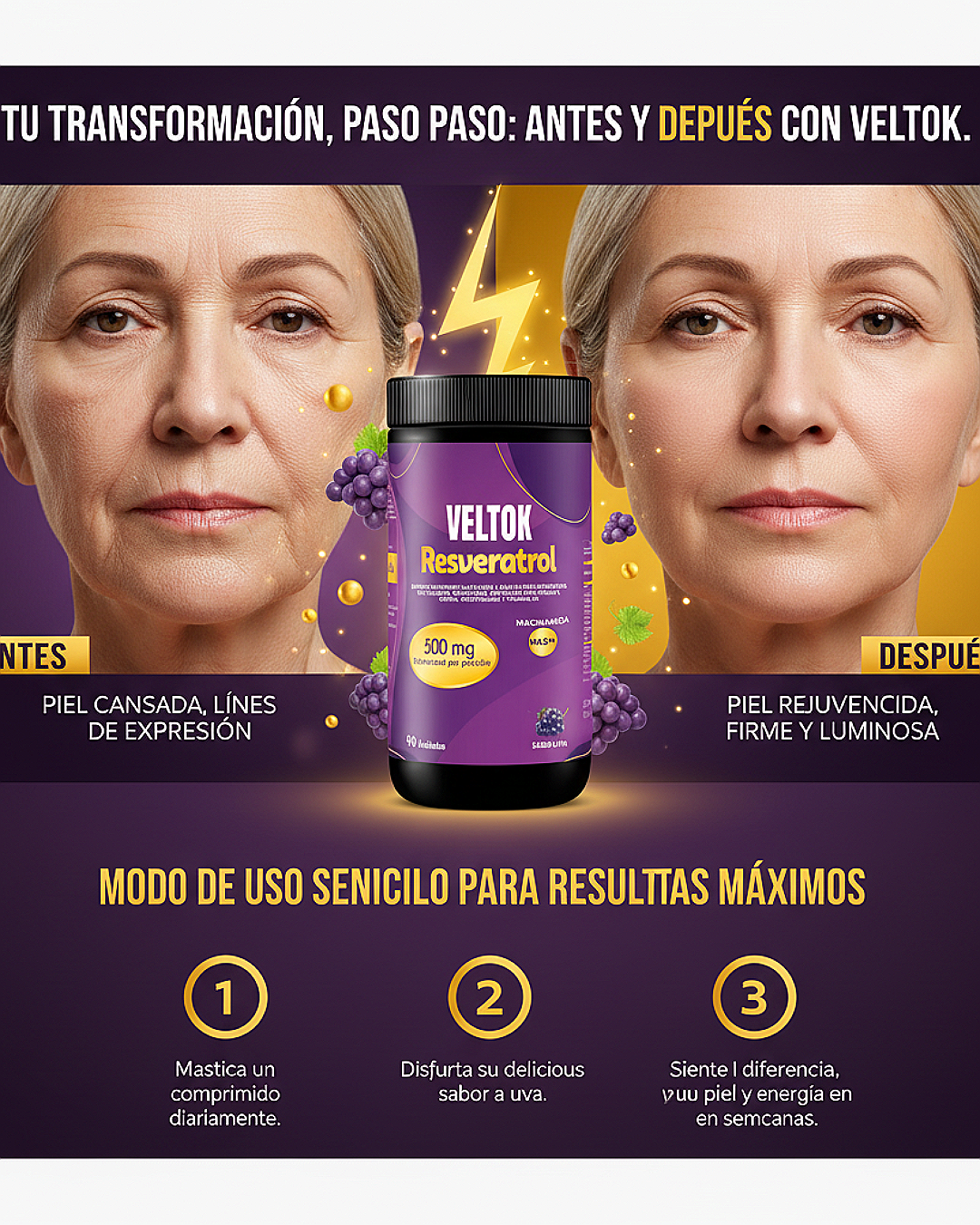 Resveratrol VELTOK + Niacinamida NAD+ Único